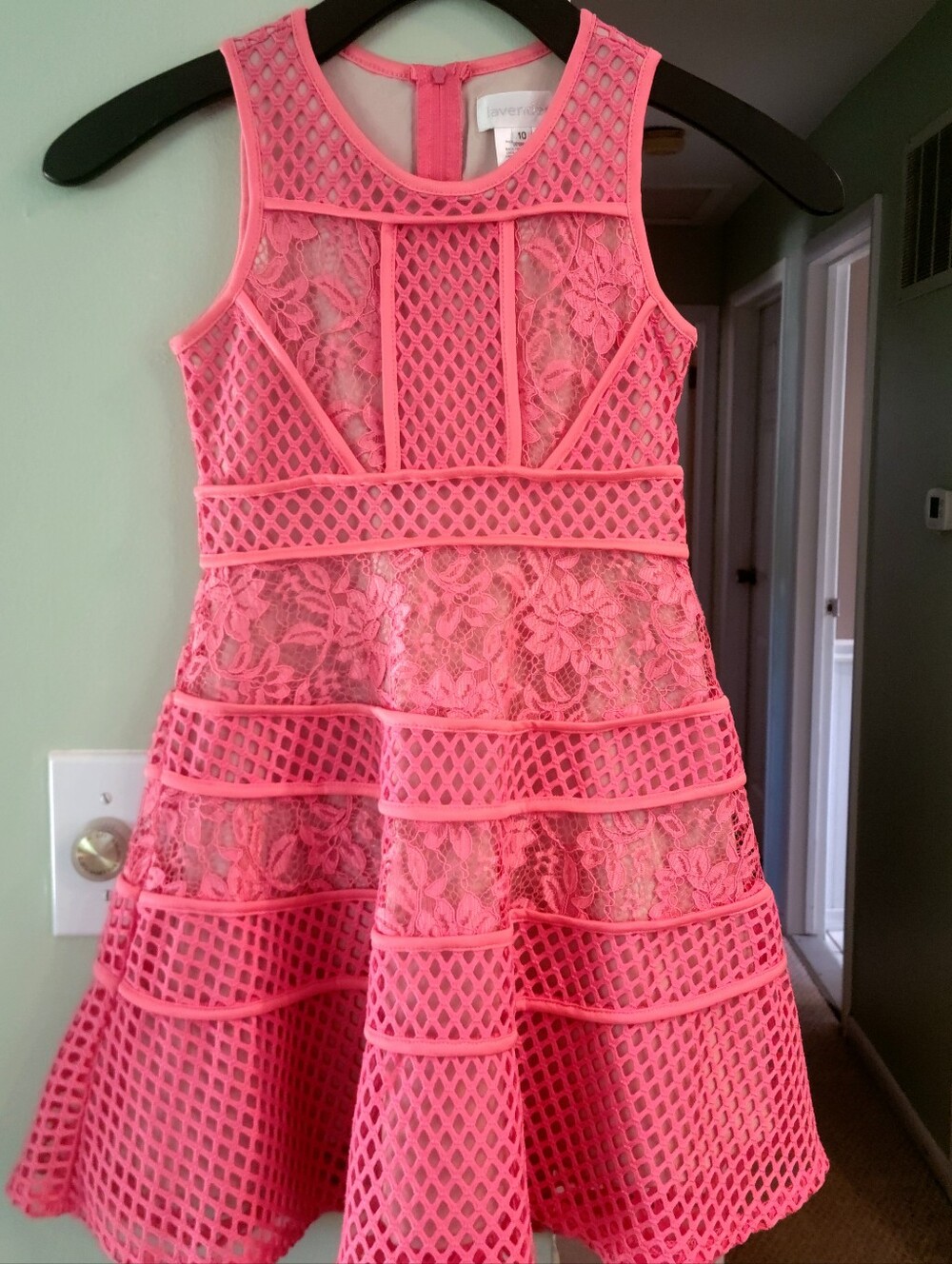 Nordstrom Girls Techno Lace & Lattice A-Line Dress Size 10